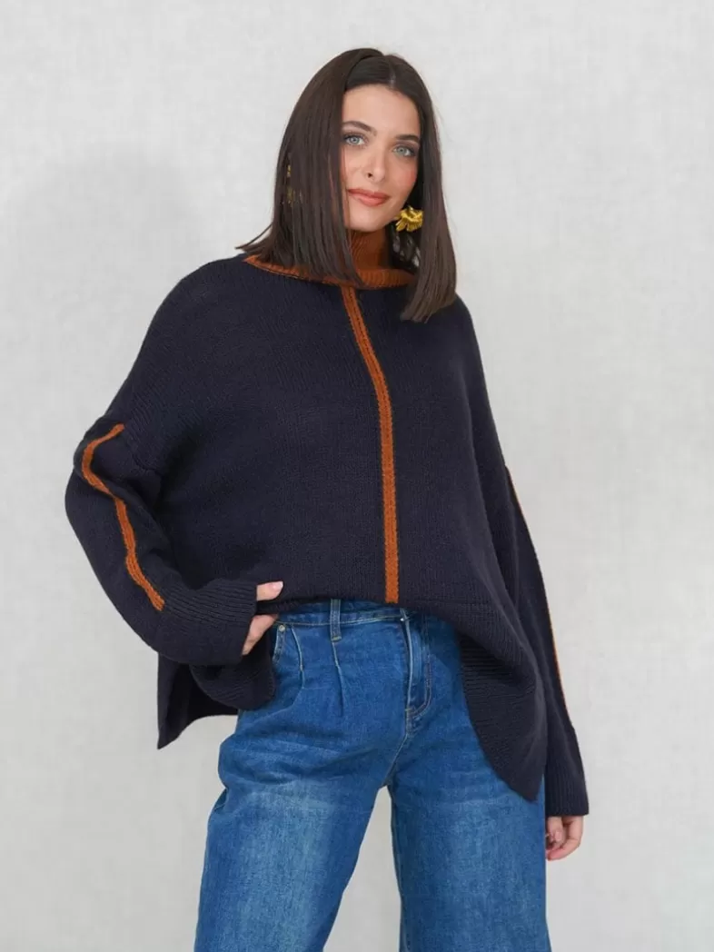 Mariquita Trasquilá Style De Rue | Pulls Et Sweat-shirts^PULL ALPACA CONTRASTE AzulMarino
